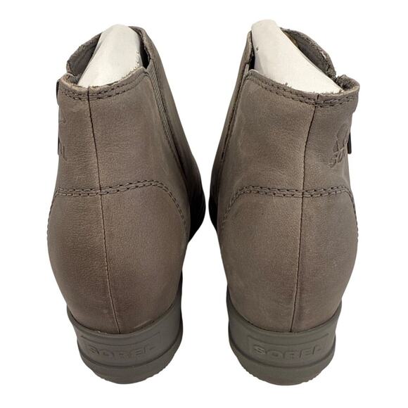 Sorel Evie Zip Bootie Wedge Women's 8 Waterproof Gray Leather Quarry Sea Salt - Picture 5 of 9